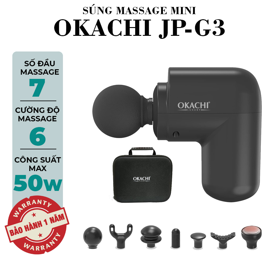 Súng massage cầm tay OKACHI JP-G3 có đầu nóng (đen)